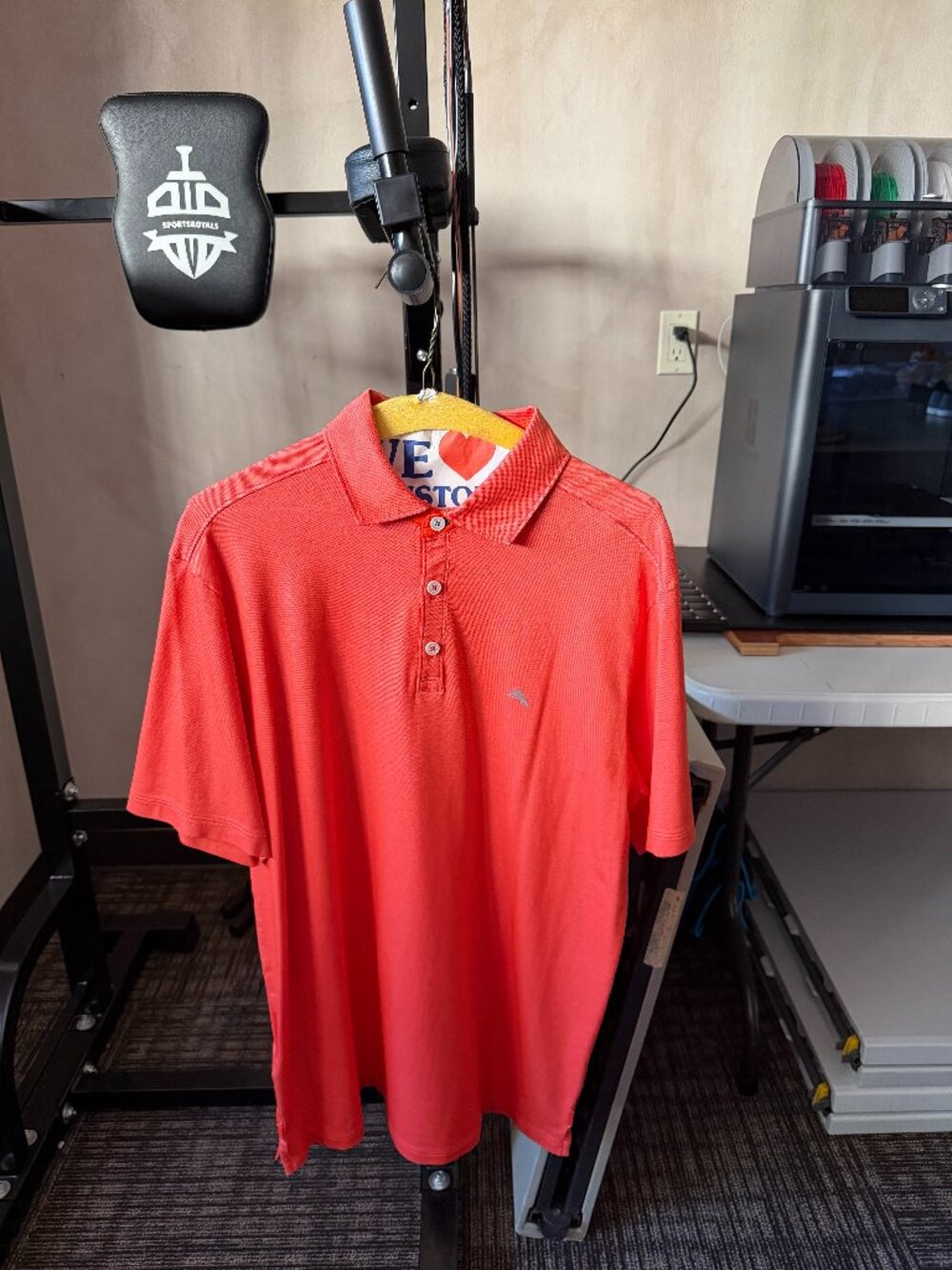 Tommy Bahama Men’s Medium Coral Marlin Logo Short Sleeve Polo